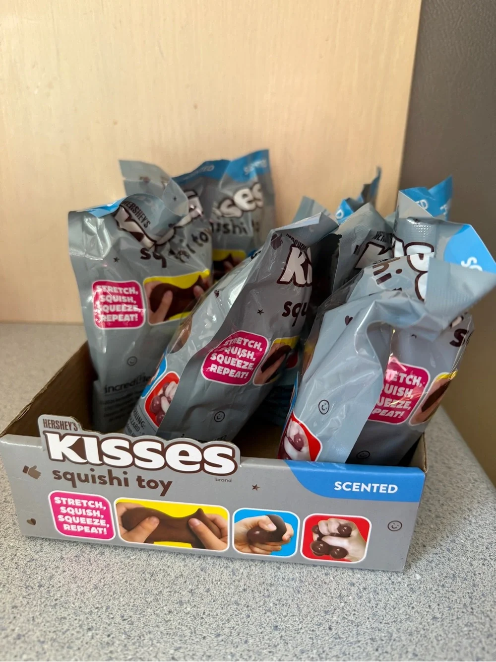 6 Squishy Sensory Toy Hershey's Kiss Chocolate Scented Squishi Store Display Box